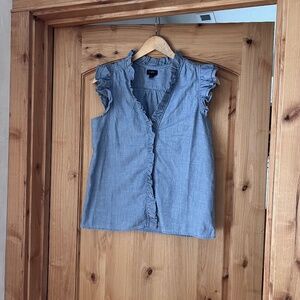 J Crew Ruffle Chambray Blouse